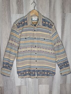 Lucky Brand Mens XXL Aztec Southwestern Shacket Button Front 100% Cotton Western